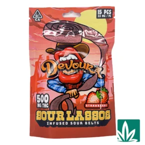 Devour Edibles (500mg) - Sour Lassos - Strawberry
