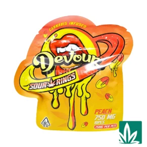 Devour Edibles (750mg) Sour Rings - Peach